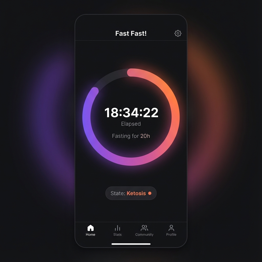 Fast Fast! App showing a fasting timer